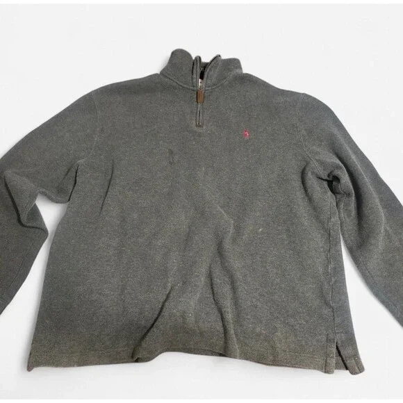 Ralph Lauren grey quarter zip sweatshirt Size L #preppy #loungewear - Picture 1 of 3